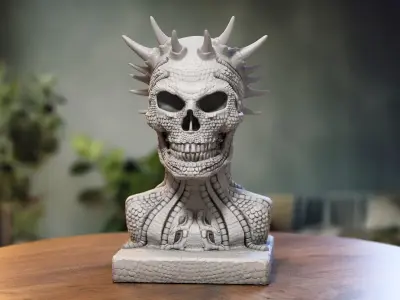 Skull robot dragon bust Cyborg skull dragon bust 3D print model