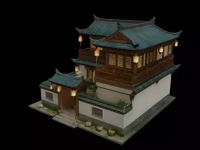 Chinese courtyard 3D model buy