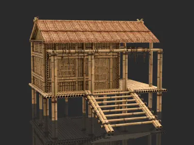 Bamboo House 3 - Jungle Hut 3D model