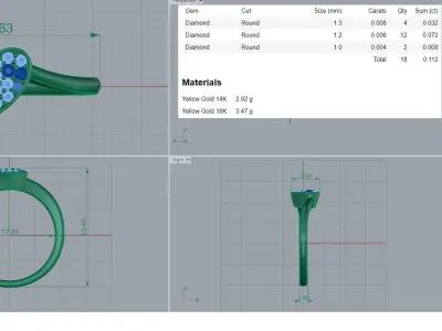 Heart Love Valentine Light wt diamond ring  in US RING SIZES 3D print model