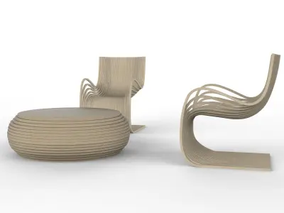 Pipo chair and Cheese table 3D model