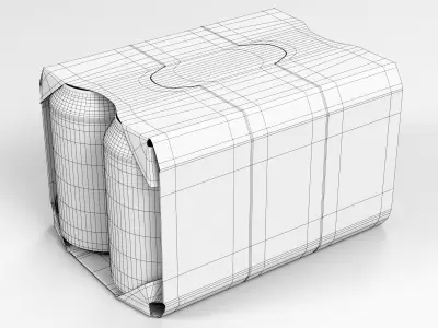 6 pack 330ml beverage cans in a cardboard sleeve 3D model