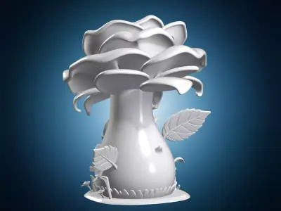 Fairy House Rose Large Bloom As Roof 3D print model