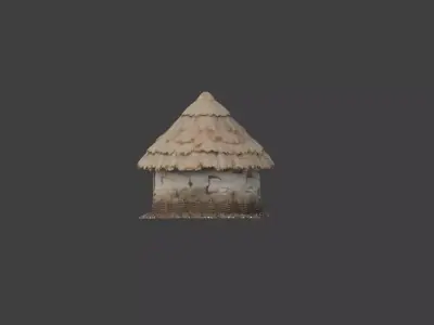 Rustic Straw Hut Low-poly 3D model