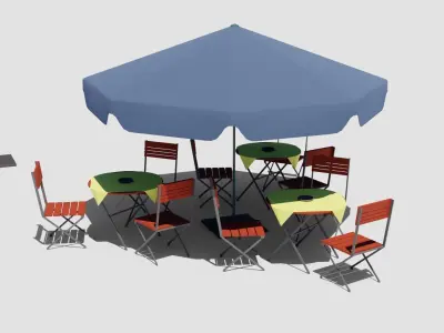 Plaza Exterior Assets 14 Base Mesh Collection Low-poly 3D model