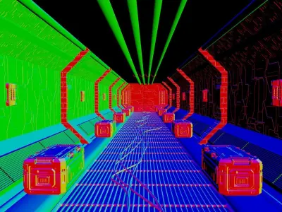 scifi corridor Low-poly 3D model purchase