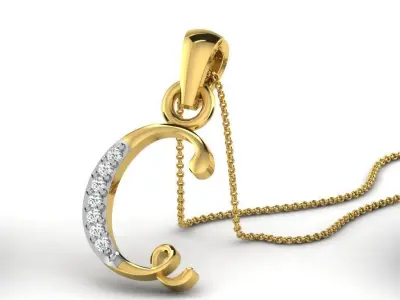 Pendants Collection letter e pendant with diamonds 3D print model
