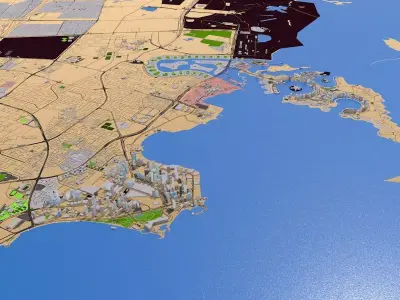 Doha city Qatar 2021 Low-poly 3D model