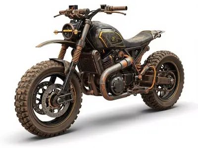 Cyberpunk Tactical Motorcycle 3D Model Low-poly 3D model