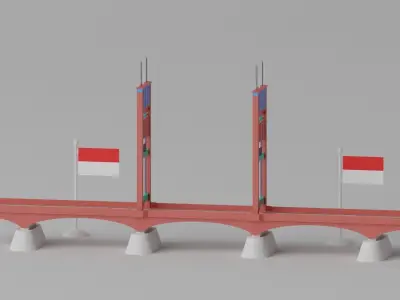 Ampera Bridge Palembang Indonesia 3D model