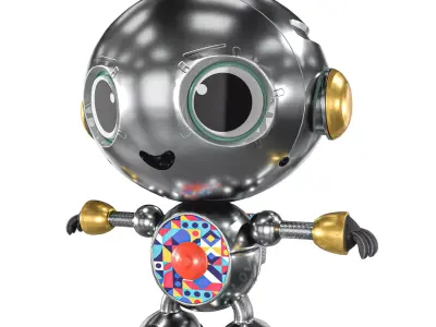 Small Cute Robot Low-poly 3D model