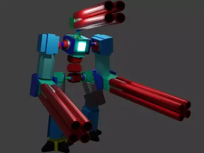 titan robot minigun Low-poly 3D model