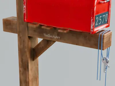 Weathered Rural Mailbox Prop  Detailed PBR Textured 3D Model Low-poly 3D model
