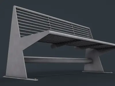 Metal Modern Bench 33 PBR Game Ready Low-poly 3D model