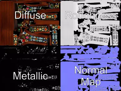 Gothic Stained Glass Window model pack Low-poly 3D model
