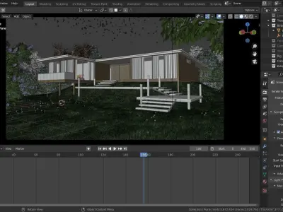 Modern House on a hill 3D model