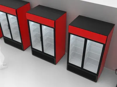 Double Door Cooler - Drinks Fridge Medium Size 3D model