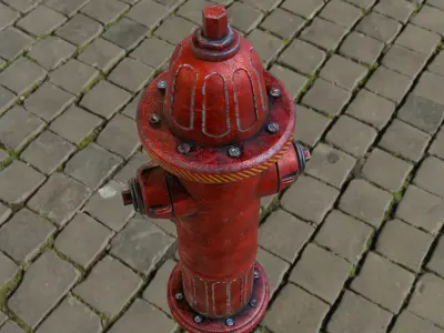 Fire Hydrant  Game Ready Asset  PBR  4K Textures Low-poly 3D model
