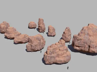 10 Model Desert Cliffs pack Vol2 Low-poly 3D model