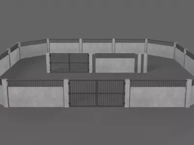 PBR Gate and Wall 6 Low-poly 3D model