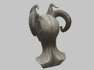 Stylized Horned Demon Head 3D Model Low-poly 3D model