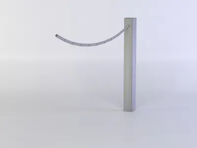 Fence segment pole with rope Low-poly 3D model