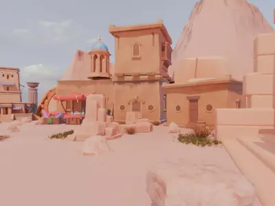 Desert Oasis Village Low-poly 3D model