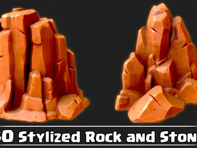 30 Stylized Rock and Stone Game Ready VOL03 Low-poly 3D model