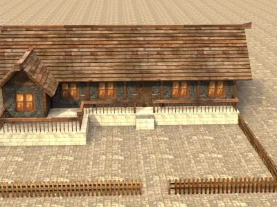Low poly ancient village house Low-poly 3D model