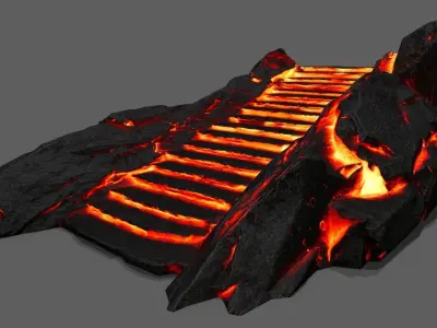 Volcanic Stairs Low-poly 3D model