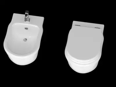 Hidra toilet and bidet hansgrohe fixture 3D model