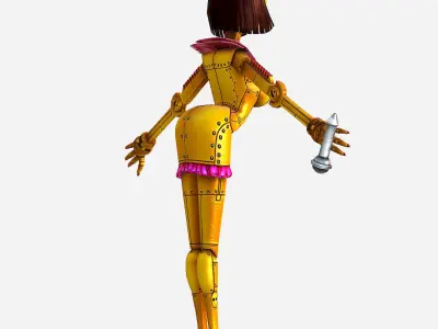 Golden Musical Robot Drone - Babe G1 Low-poly 3D model