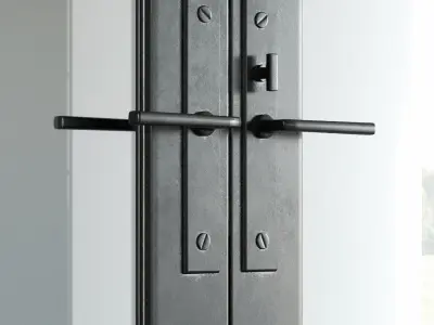 Set 5 steel frame glass doors 3D model