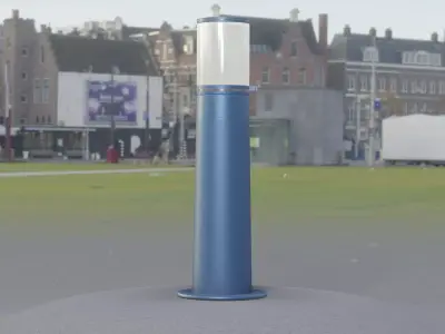 Low-Poly Blue Light Column 10 - Street Light Set-9 Low-poly 3D model