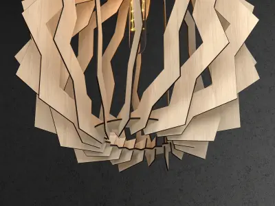 Wood Pendant Lamp 6 3D model