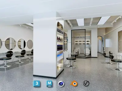 Complete Barbershop Furniture Tools Kit 3D model