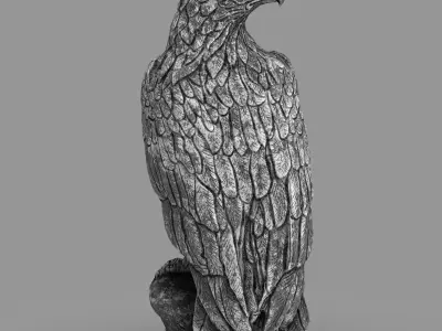 Majestic Eagle Statue  High-Detail PBR Stone Sculpture  Low-poly 3D model