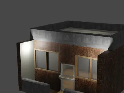 House brick building with light Free 3D model