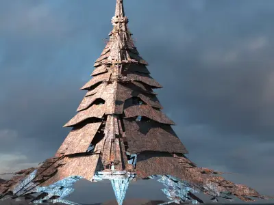 Amon Ra Sci fi Pyramid City Tower 3D 3D model