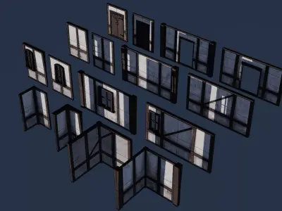 Medieval Wall Pack Modular Low Poly Architecture  Low-poly 3D model