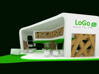 Coffee house exhibition tradeshow booth Low-poly 3D model