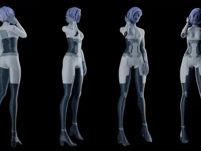 Ava - stylized female sci-fi character Low-poly 3D model