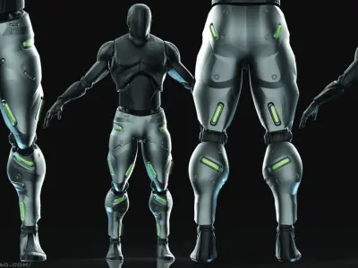 IMM 20 Scifi Legs KitBash with Uvs - Plus LP HP 3D model