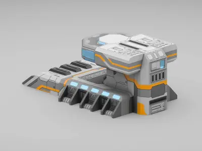 Sci-Fi Military Building - Military Barrack Low-poly 3D model