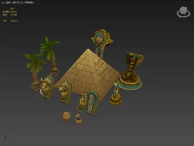Ancient egyptian pharaohs buildings 3D model Low-poly 3D model