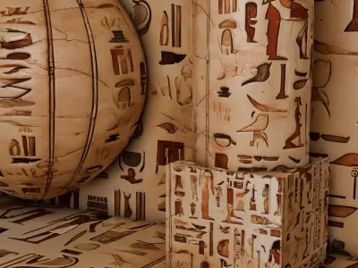 Ancient Egypt Hieroglyphs - VOL 3 - 8 Seamless PBR Texture