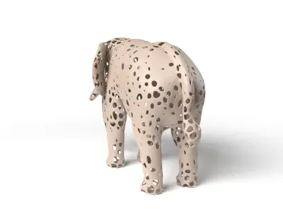 Elephant Voronoi Low-poly 3D model