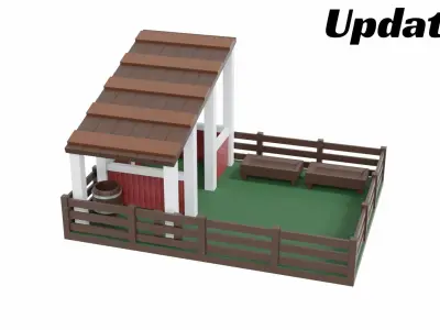 Animal Pen Scene Low-poly 3D model