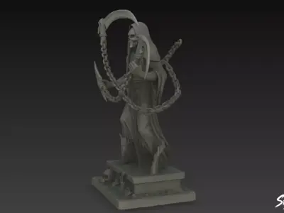 Death Reaper Statue Chain Pose Low-poly 3D model