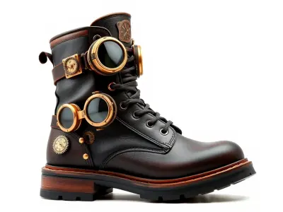 Steampunk Boot with Gear and Goggles Model Pack Low-poly 3D model